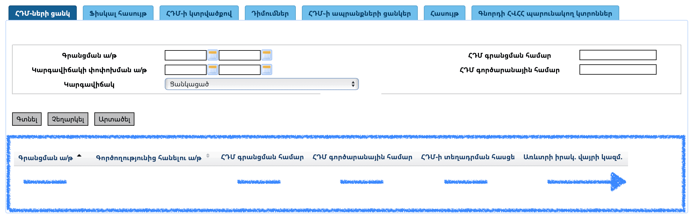 ՀԴՄ-ների ցուցակը ոլորե՛ք դեպի աջ մինչև վերջ։